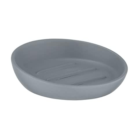 WENKO Seifenablage Badi Grau, hochwertige Keramik Cover