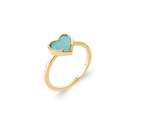 Bague Plaqué Or 18k Tata Gisèle et Coeur Amazonite Veritable