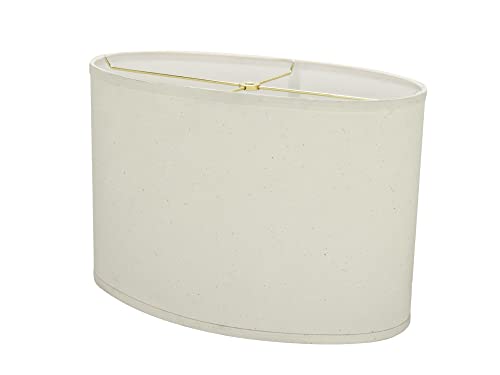 Image of Aspen Creative 37041A Transitional Oval Hardback Shaped Spider Construction Lamp Shade in Off-White Cotton Fabric, 16 1 /2 inch wide (9 1 /2 inch + 16 1 /2 inch) x (9 1 /2 inch +x 16 1 /2 inch) x 11 inch
