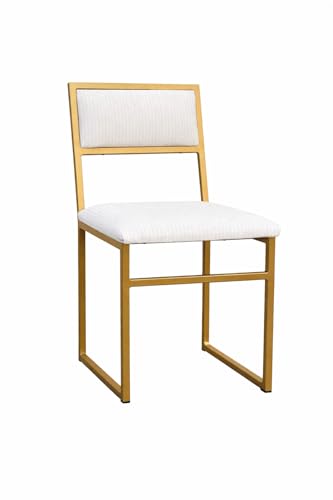 Genérico Silla Elise Dorada Tapizado Tela Espiga Premium 85.5x44x46 cm