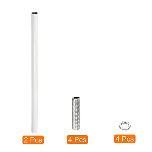 Image of MECCANIXITY Threaded Extension Rod, 9.8 inch Lamp Pipe with Connector Light Fixture Parts for Pendant Light Island Lighting Chandeliers Stems, White 2 Set