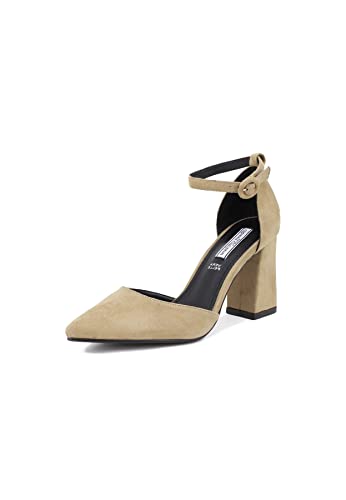 QUEEN HELENA Damen Pumps mit Riemchen Mittelhoher Absatz...