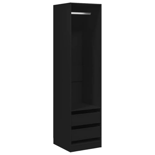 vidaXL Armario con Cajones Contrachapada Mobiliario Casa Hogar Almacenamiento Decoración Robusto Estable Espacioso Práctico Compacto Negro 50x50x200cm