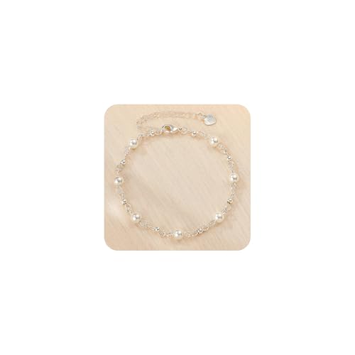 Halora Pulsera de perlas para mujer, pulsera de plata con circonitas, perlas,...