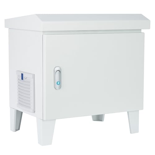 HQUA ASC01 Pond, Water Garden Weatherproof Outdoor Cabinet, Housing for Pond Aerator, Air Pump 19”W×14”D×18.5”H with 110V Cooling Fan, pre-wired outlet and 10’ 3-pin plug cord included