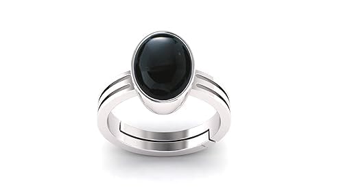 Certified 10.00 Ratti / 9.00 Carat Natural Black Onyx Chalcedony Adjustable Ring (Sulemani Hakik Silver Plated Gemstone by Lab Certified(Top AAA+) Quality for Men and Women-image-19