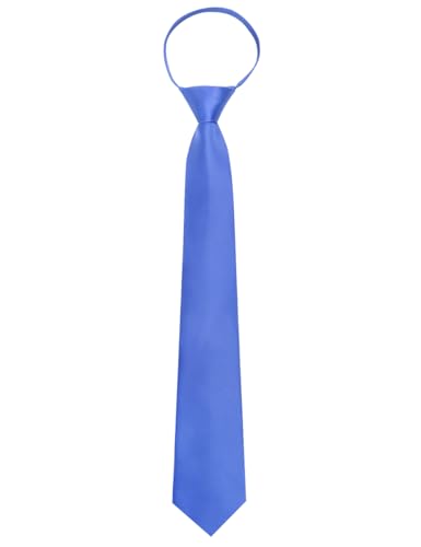 Image of YourTies Zipper Tie for Men Adjustable Pre-tied Satin Neckties and Pocket Square Set Solid Color Business Formal Wedding