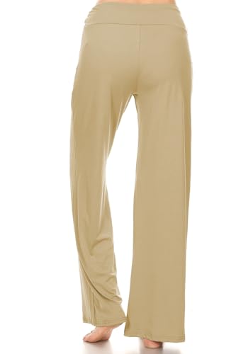 Image of Leggings Depot Women's Wide Leg Drawstring Pajama Pants for Lounge, Sleep | Soft, Breathable Poly-Span, Drawstring Waist, Comfy, Casual, Yoga, Everyday