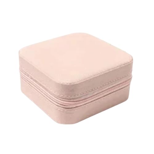 Mini Porta Joias Portátil, Estojo Com Zíper, Caixa de Joias Para Mulheres, Bolsa De Armazenamento De Joias De Viagem Para Colar, Brincos, Anéis, Pulseira, Necessaire - TYDA (ROSA)