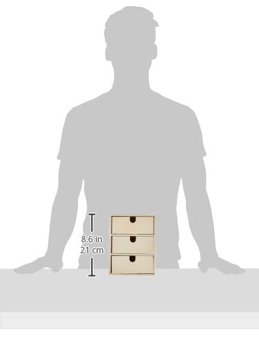 Image secondaire de Petite commode en bois avec 3 tiroirs pour accessoires de bureau et bijoux