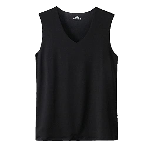Ymosrh Men's Tank Tops Summer Ice Silk Traceless Thin Breathable Color V-Neck Sleeveless Top Undershirts Tank, L-5XL