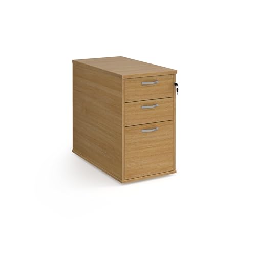 Mr Office Desk high 3 drawer pedestal with silver handles 800mm deep, Oak