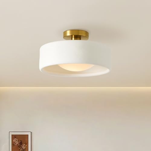 CKENSU Modern Porcelain Flush Mount Ceiling Light - White Ceramic