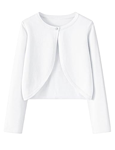 Yekaty Girls White Cardigan Long Sleeve White Sweater for Girls Sweaters 10-12 Button Down Back to School Outfit Light Jacket