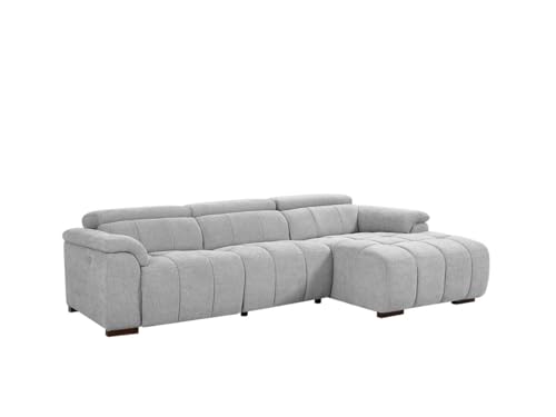 Vente-unique - Canapé d'angle Droit Relax électrique en Tissu Gris Clair MOLPICA