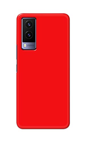 Image of Printed Hard Back Cover Case for Vivo V21e 5G Back Cover (Plain Red) -1803