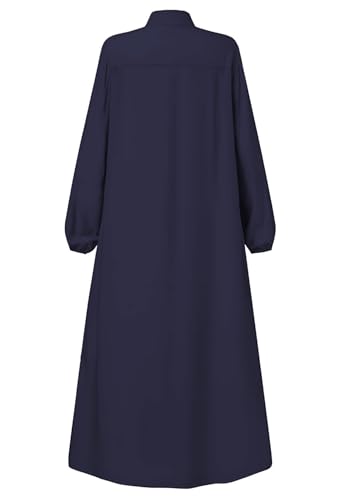 Image of Womens Muslim Abaya Dress Front Zipper 2 Pockets Long Sleeve Prayer Islamic Clothes with Hijab Cap