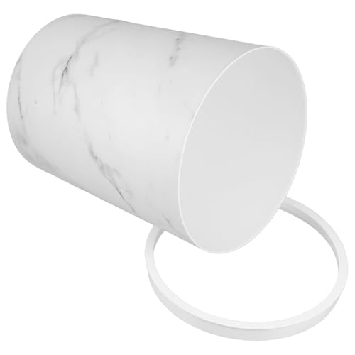Poubelle de salle de bain ronde blanche Healvian en plastique PP résistant avec couvercle