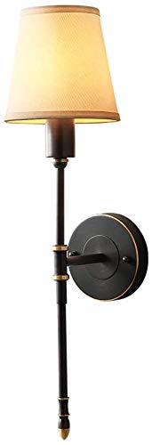 Black Metal Wall Light Lighting Modern Lamp, Bedside Lamp with White Fabric Shade, E14 Wall Lamp Liag Room Dining Room