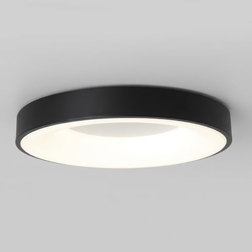 COSRUB Lámpara de Techo LED Redonda Moderna Regulable, Plafón Ultrafino Colorido Luz de Techo Minimalista para Dormitorio Estudio(Black(3000K),60cm/23.62in)
