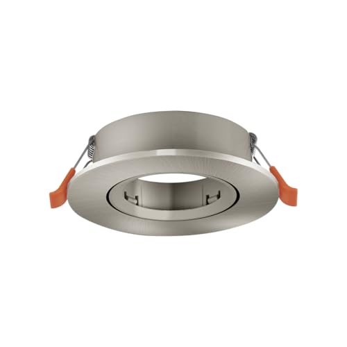 Eglo Barranco Foco de techo empotrable, orientable, redondo, sin bombilla, fabricado en plástico de color plateado, con casquillo GU10 y un diámetro de 9 cm