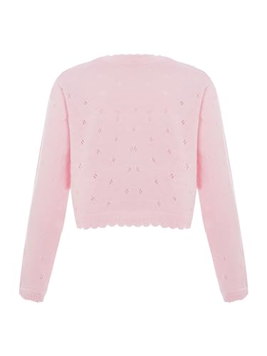 Little Girls Flower Knitted Sweater Shrug Long Sleeve Cardigan Bolero Coat Dress Cover Up Casual Coat Outwear2