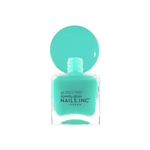 Nails Inc 45 Second Speedy Gloss, Mila, Teal, Glossy, No Chip, Long Lasting, Quick Dry, Air Dry, Professional Manicures & Pedicures, Fingernails & Toenails, Vegan Nail Polish, 0.47 Fl Oz