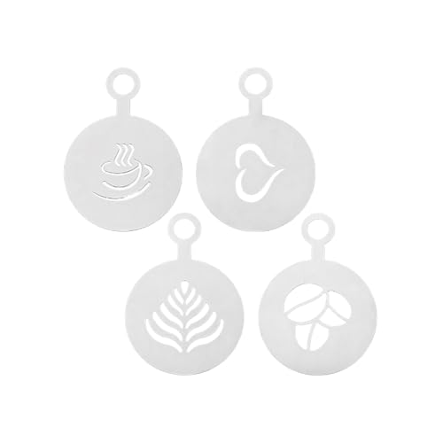 OSNIYAW Herramienta de decoración de café artístico, 4 piezas, plantillas eficientes de acero inoxidable, plantillas de decoración de bebidas, adornos, formas de arte reciclables