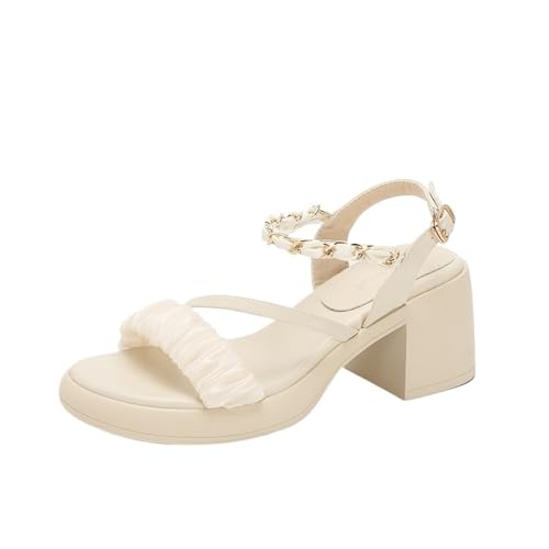 Womens Sandals Women's high heels thick sole waterproof platform thick heel sandals women's French style all-match women's sandals