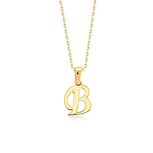 Gelin 14K Solid Gold Custom Script Initial Necklace | 14 Gold Letter Pendant Necklace for Women, A-Z, All Letters, 18
