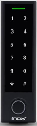INOX ISK-B300-BK All-in-One Multi-Credential Reader Controller with Digital Keypad, Black, 125KHz / 13.56MHz Frequencies, ~3/4" to 2-1/2" Read Range, Mullion, Backlit Digital Touchscreen, IP66