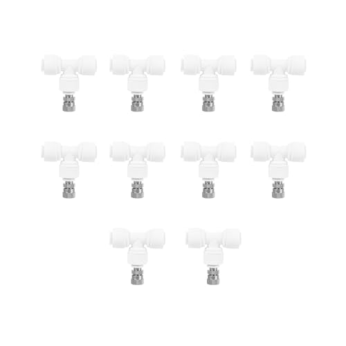 Image of skyblue Brass Misting Nozzle 0.3 mm Orifice 6mm Stem Size Water Sprayer Fogging Cleanable Anti-drips Ideal for Misting Lawn Gardens Greenhouse Air Cooling Systems (10 Nozzle with Tee)