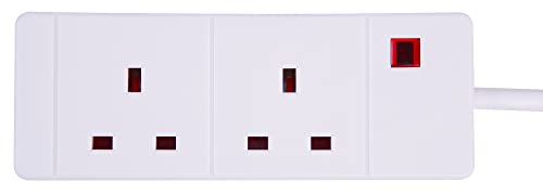 PRO ELEC PELB1900 2 Gang Extension Lead 3m, White PRO ELEC PELB1900 2 Gang Extension Lead 3m, White