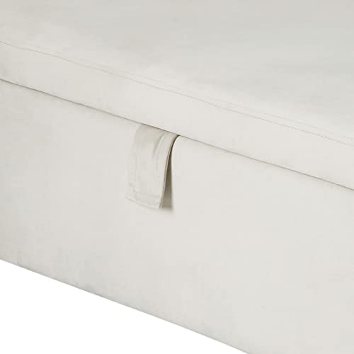 Ouchtek 47" Velvet Ottoman Bench Modern Indoor Bench With Storage End Of Bed Bench With Wooden Legs Cushioned Bench For Bedroom Living Room, Entryway,Beige #TOP3