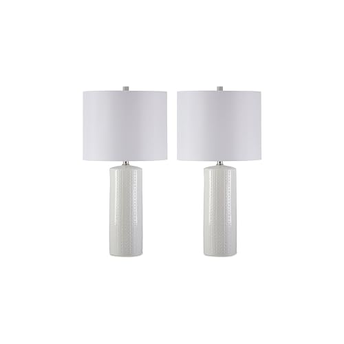 Signature Design by Ashley Steuben Textured Ceramic Table Lamp, 2 Count Lamps, 25