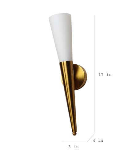 Image of ELIANTE Modern Cone Torch Decorative Gold Iron Wall Light Lamp Sconce for Living Room, Bedroom, Hallway and Foyer, Free LED Bulb Included