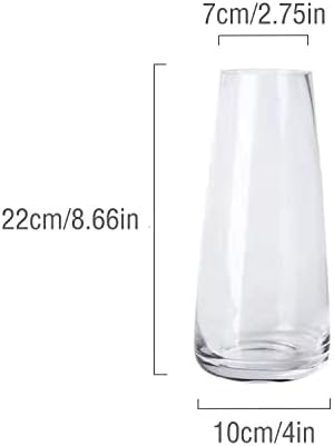 DRERIO Vase for Flower Clear Glass Vase Transparent ins Modern Glass Tall Vase decor modern for home office living-room Centerpieces,22×10cm