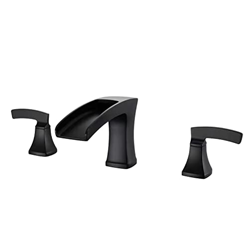 Artiqua Roman Tub Faucet Waterfall Tub Filler Black Deck Mount Bathtub Faucets 3 Hole Brass Bathroom Faucets With 2 Handles #TOP24