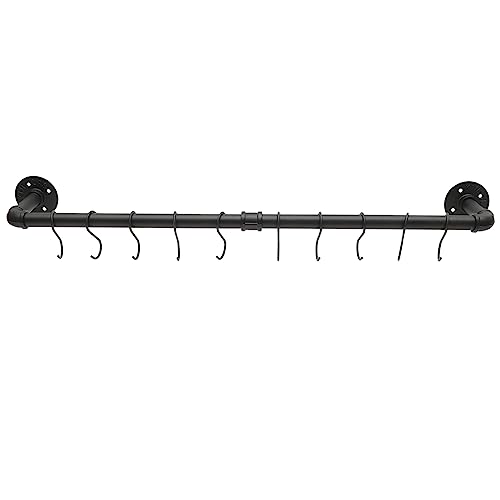 HEALEEP 1 Set Wall Mounted Kitchen Rack for Pots and Pans Sturdy Organizer with Hooks Versatile Utensil Holder Industrial Saving for Cookware Storage