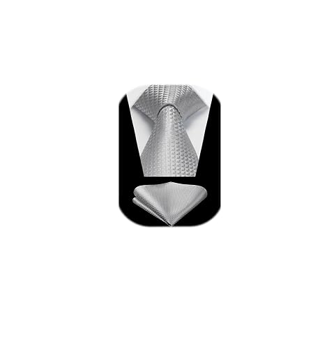 Image of HISDERN Mens Striped Tie and Pocket Square Set Necktie for Men | soft smooth texture, wrinkle-free, neat hand-tied knot, gifting ready, regular 3.4 width, coordinated look, business wedding