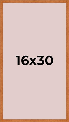 Honey Pecan 16x30 Shadow Box Solid Wood Display Frame with Pink Acid-Free Backing UV Acrylic & Hanging Hardware | 3/4