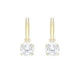 Ivy Gems Pendientes de gota de oro amarillo de 9 quilates con circonita cúbica suiza de corte 100, Oro amarillo