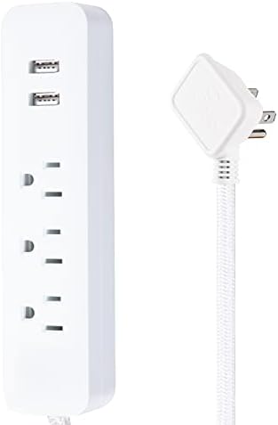 Designer Series 6ft 3-Outlet USB Surge Protector Power Strip, 2x USB Ports, Surge Protector, White Finish,78251