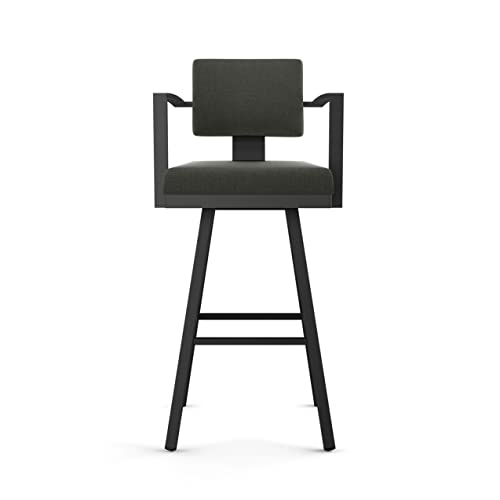 Image of Amisco Akers 26 in. Swivel Counter Stool - Charcoal Grey Polyester /Black Metal