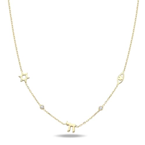 Alef Bet by Paula Charm Necklace | Star, Chai, Evil Eye