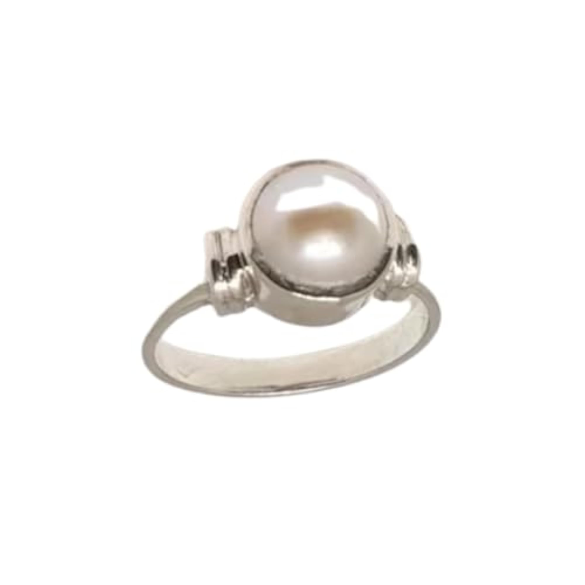 Pearl Stone Adjustable Ring, Unisex Elegant Design