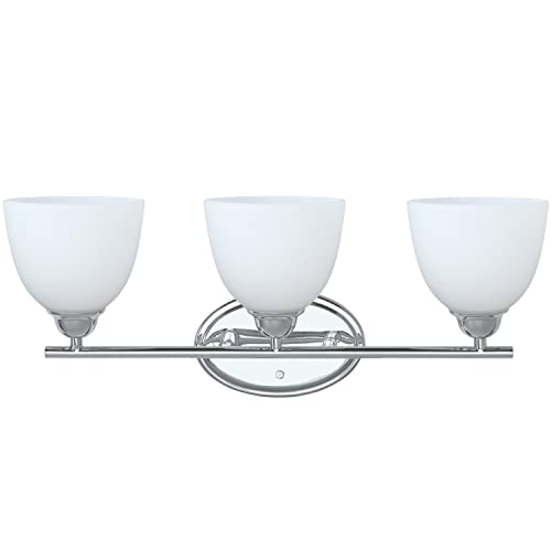 Image of Aspen Creative 62227, Three Metal Bathroom Wall Light, 24 inch Wide, Transitional Design in Chrome Vanity Fixture