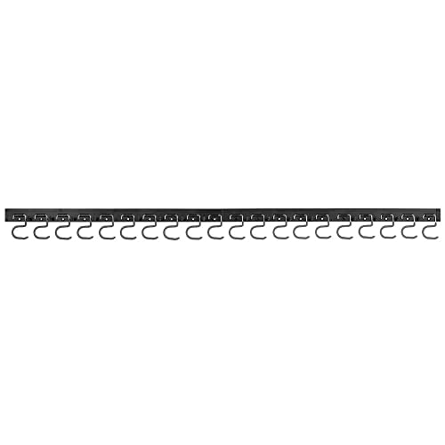 mDesign Metal Adjustable Wall Mount Tool Organizer - Includes 20 Hooks for Garden Tools, Broom, Rake, Drills, Mops, Shovel - Use in Garage to Store and Organize Tools - Black-picture-19