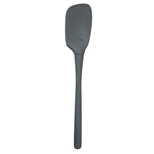 Tovolo Flex Core Silicone Deep Spoonula with Angled Head for Stirring Scooping and Serving, Dishwasher Safe BPA Free Heat Resistant Spoon Spatula Kitchen Utensil for Cooking Baking, Charcoal Gray