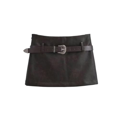 Jupe rétro avec ceinture noire de style trapèze